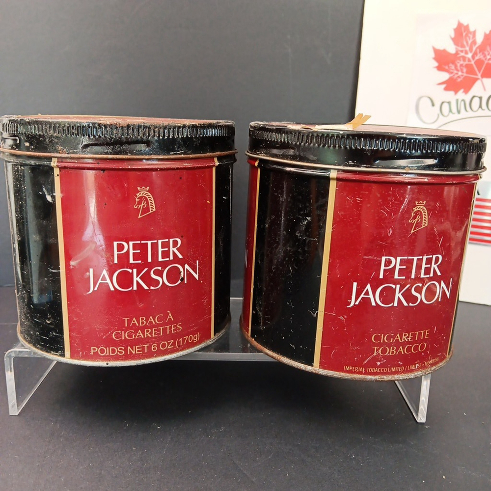 Rare Peter Jackson Tobacco Containers Canada Bilingual Fair Condition 2pcs - Picture 4 of 12